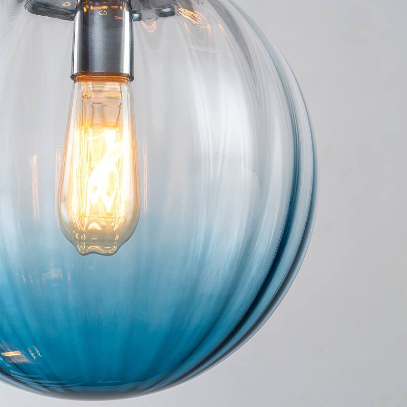 Modern 5-Light Cluster Glass Globe Pendant Light with Gradient Shades - Silver