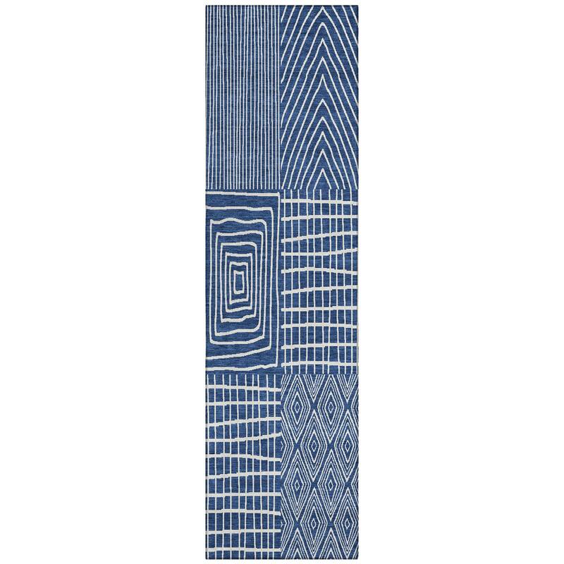 Machine Washable Indoor/ Outdoor Geo Patchwork Chantille Rug