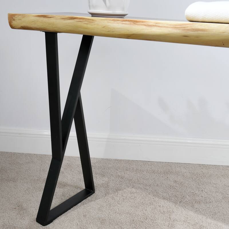 Natural Wood Rectangle Coffee Console Table
