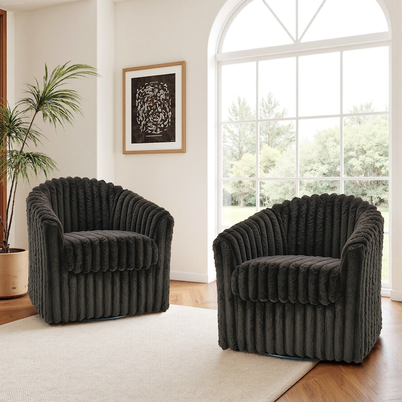 Modern Cotton Flannel Swivel Accent Chair Plush Barral Chair