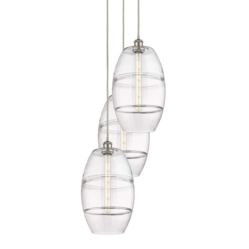 Innovations Lighting 113B-3P-56-17 Vaz Pendant Vaz 3 Light 17" Wide - Brushed Satin Nickel / Clear
