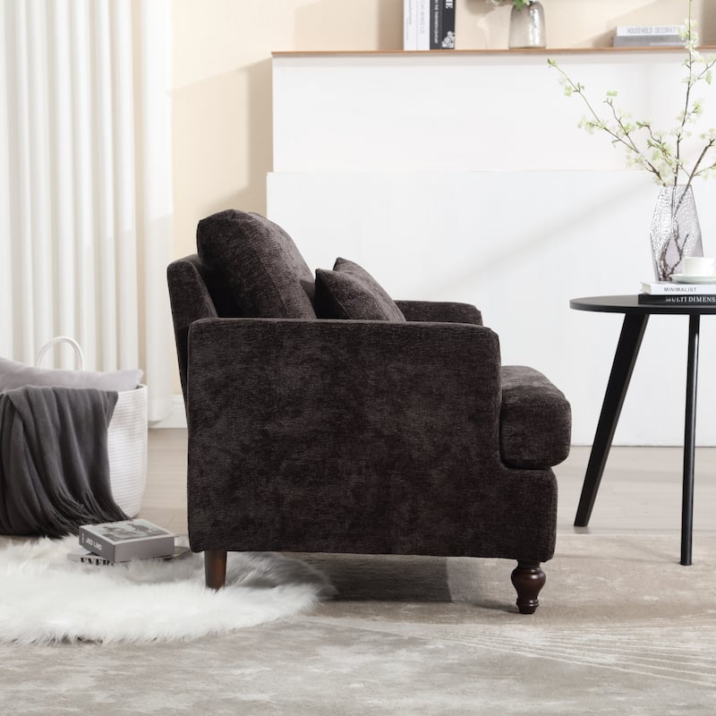 29.53" Chenille Upholstered Arm Chair with Pillows