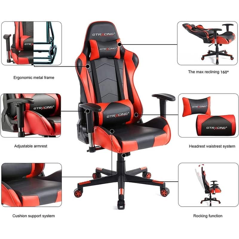 Lucklife Gaming Chair Racing Office Computer Ergonomic Video Game Chair with Headrest and Lumbar Pillow Esports Chair