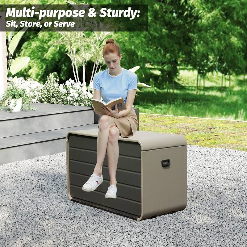 Domi 200 Resin Gallon Outdoor Storage Box - Waterproof, UV-Resistant Deck Box with Lockable Lid