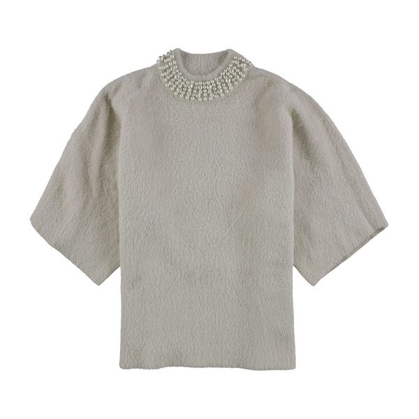 Alfani Womens Embellished Collar Pullover Sweater, Beige, Large. Opens flyout.