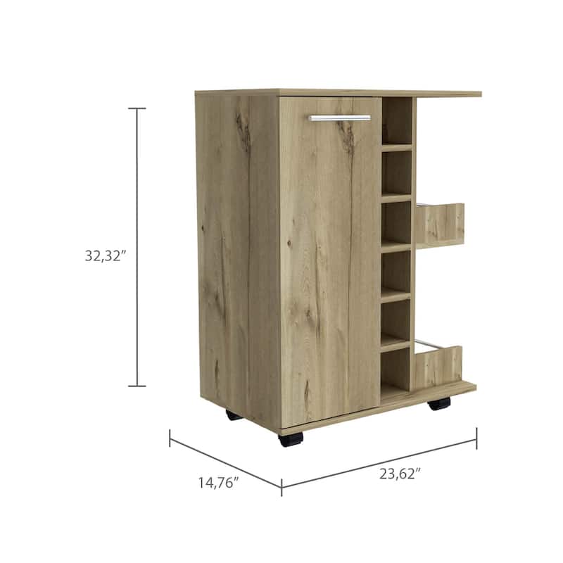 Bartlet 2-Shelf 6-Bottle Bar Cart with Division