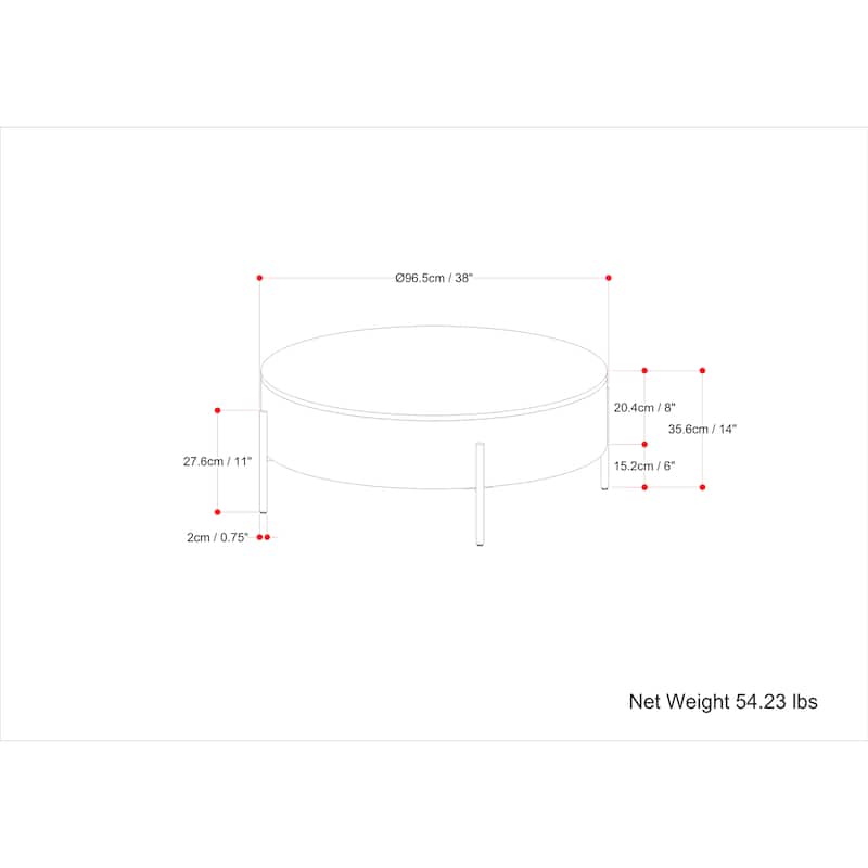 WYNDENHALL Farmington Modern Industrial Round Drum Coffee Table - 38"d x 38" w x 14"h