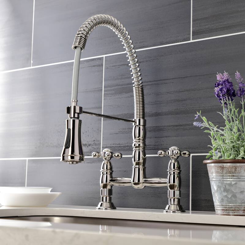 Heritage Two-Handle Deck-Mount Pull-Down Sprayer Kitchen Faucet