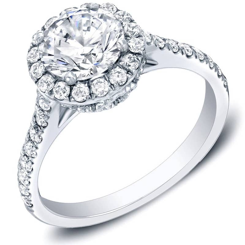 Auriya 14k Gold 1 3/4ctw Round Halo Diamond Engagement Ring Certified - White - 4