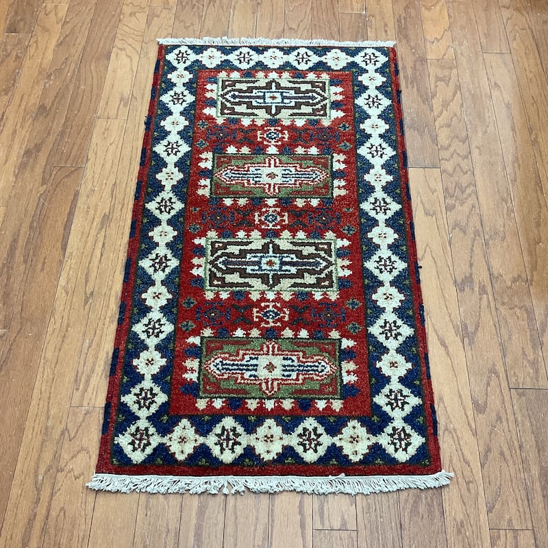 HERAT ORIENTAL Handmade Kazak Wool Rug - 2'2" x 3'9"