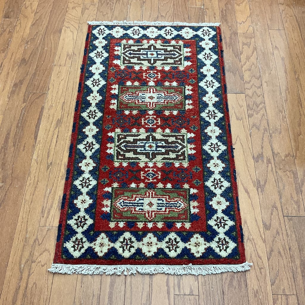 HERAT ORIENTAL Handmade Kazak Wool Rug - 2'2" x 3'9"