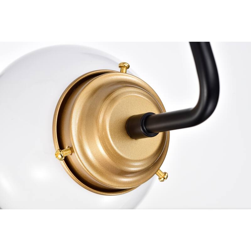 Meylin Matte Black+Gold 3-Light Glossy Glass Globe Semi-Flush Mount