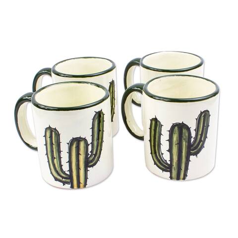 Novica Handmade Saguaro Ceramic Mugs (Set Of 4)