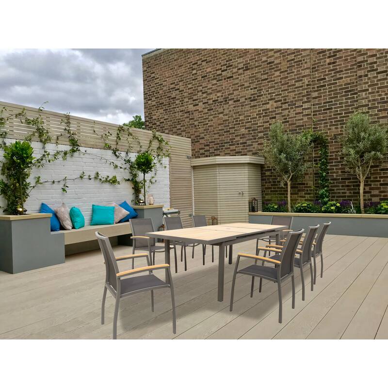 Galliano Dark Gray 9-Piece Aluminum Dining Set - N/A