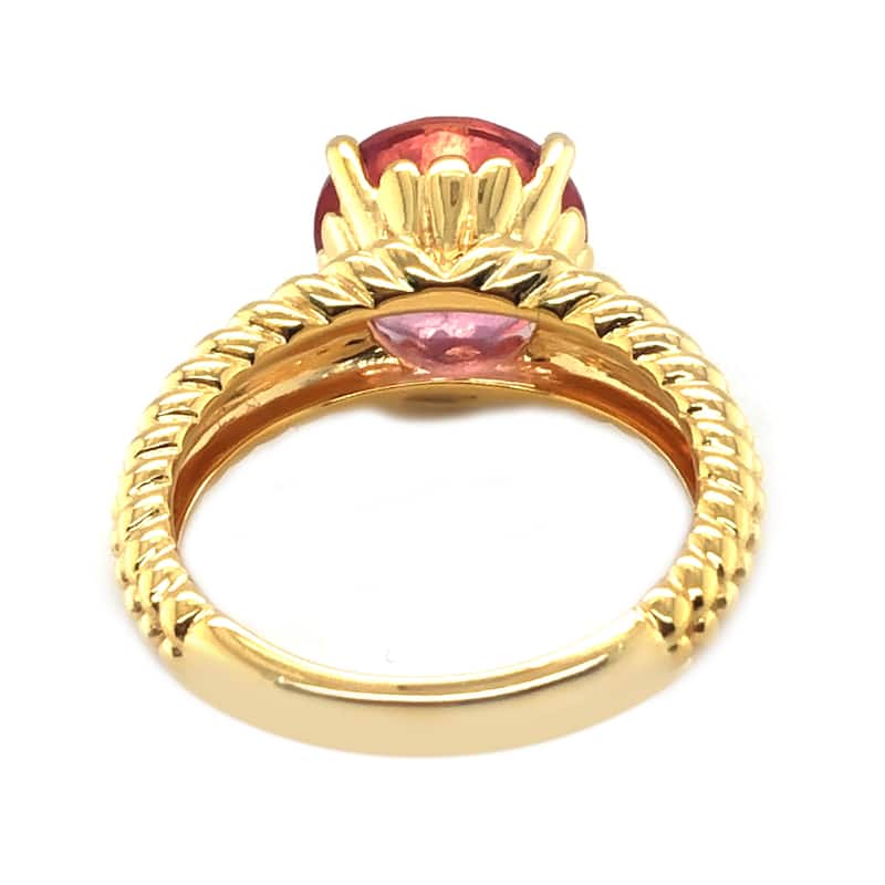 Yellow Gold Over Sterling Silver Pink Topaz Gemstone Solitaire Rings