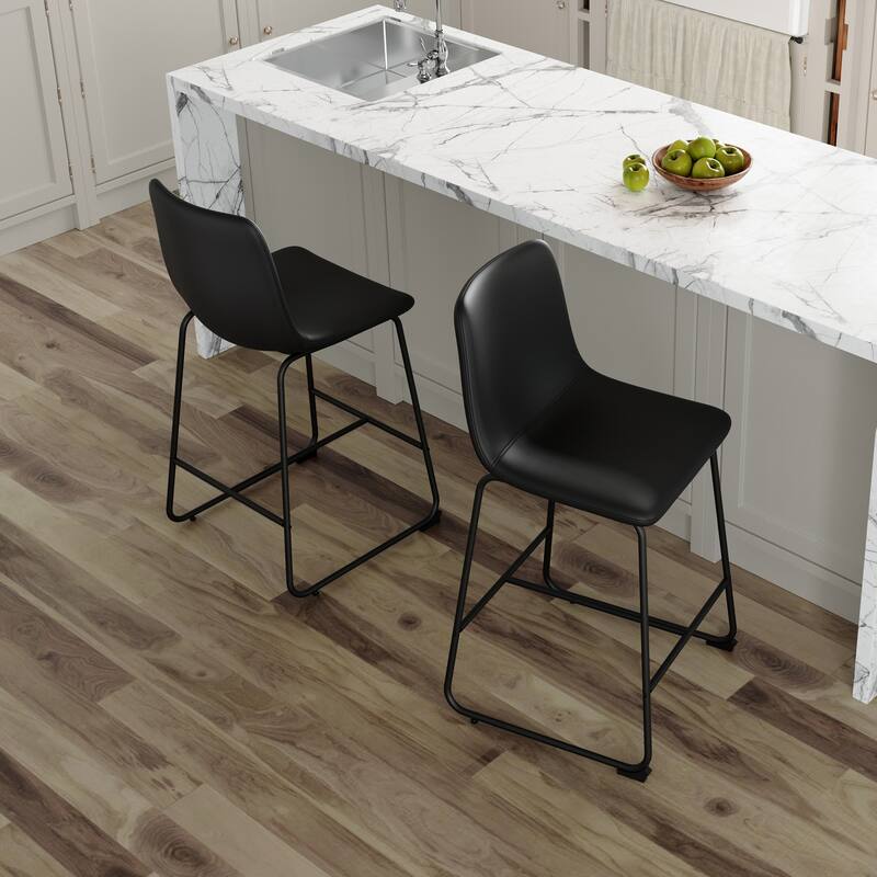 2Pcs Modern Minimalist Style PU Bar Stools, Dining Chairs for kitchen