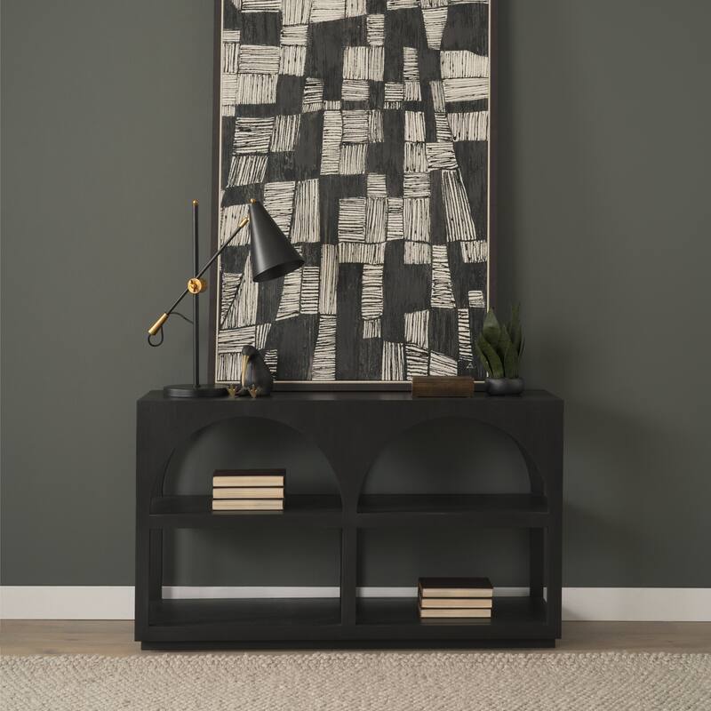 Bela Large Matte Black Arched Console Table