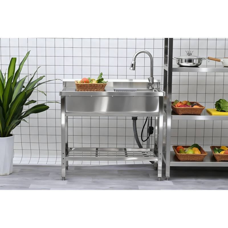 Stainless Steel Utility Sink, Freestanding Sink 2