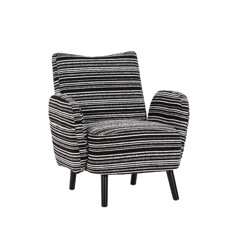 Boucle Upholstered Lounge Armchair, Reading Chair with Side Storage Pocket, Single Sofa Chair with Solid Wood Legs