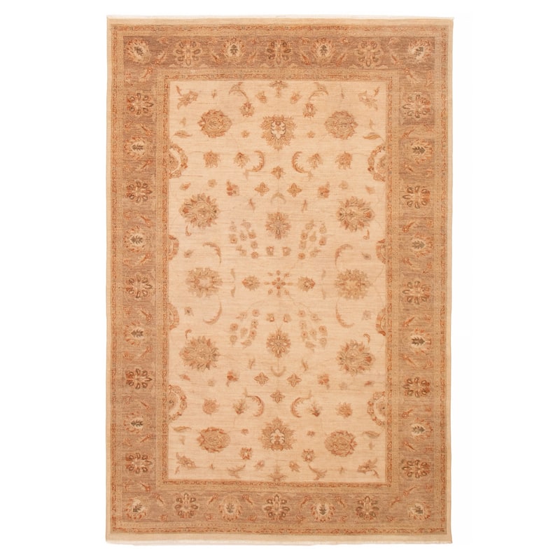 ECARPETGALLERY Hand-knotted Chobi Finest Ivory Wool Rug - 6'5 x 9'10 - Ivory - 6'5 x 9'10