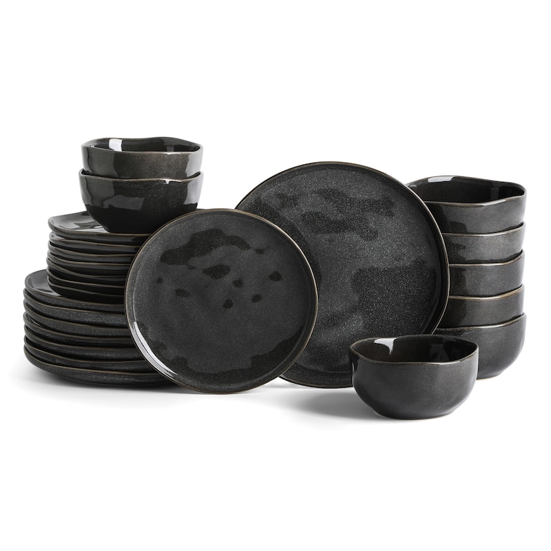 Stone Lain Mirella Stoneware Dinnerware Set - Charcoal - 24 Piece