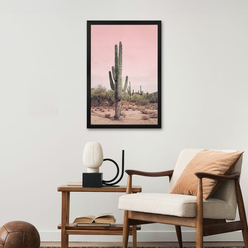 Desert Cactus Blush Premium Framed Poster by Sisi & Seb