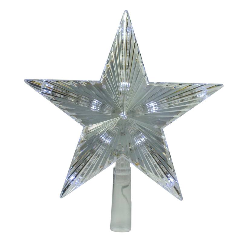 9.5" Lighted Clear Twinkling 5-Point Star Christmas Tree Topper - Clear White LED Lights - 9.5