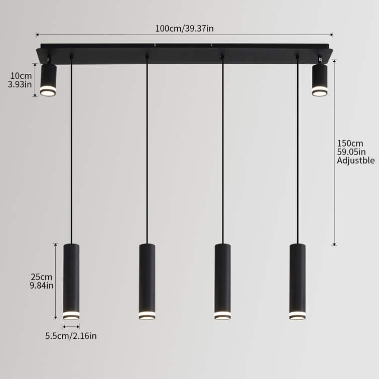 6 - Light Matte Black Kitchen Island Pendant[No Bulb]