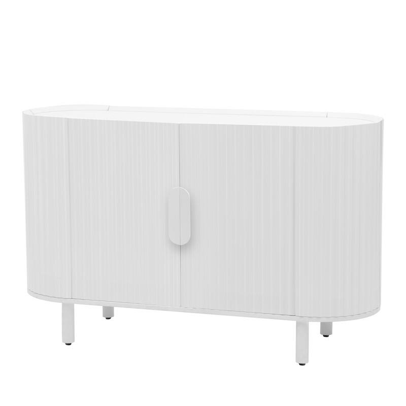 Light Luxury Sideboard with Adjustable Shelves, Curved Design Storage Buffet Cabinet for Living Room/Kitchen/Entryway/Hallway