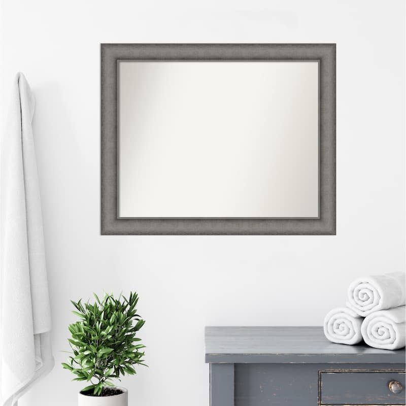 Burnished Concrete Non-Beveled Wood Framed Bathroom Vanity Wall Mirror - Burnished Concrete