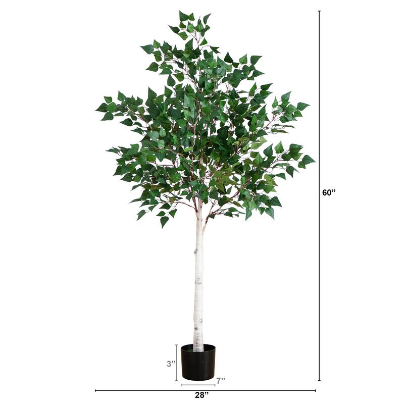 Pre-Lit Birch Artificial Tree - 5' - Warm White LED Lights