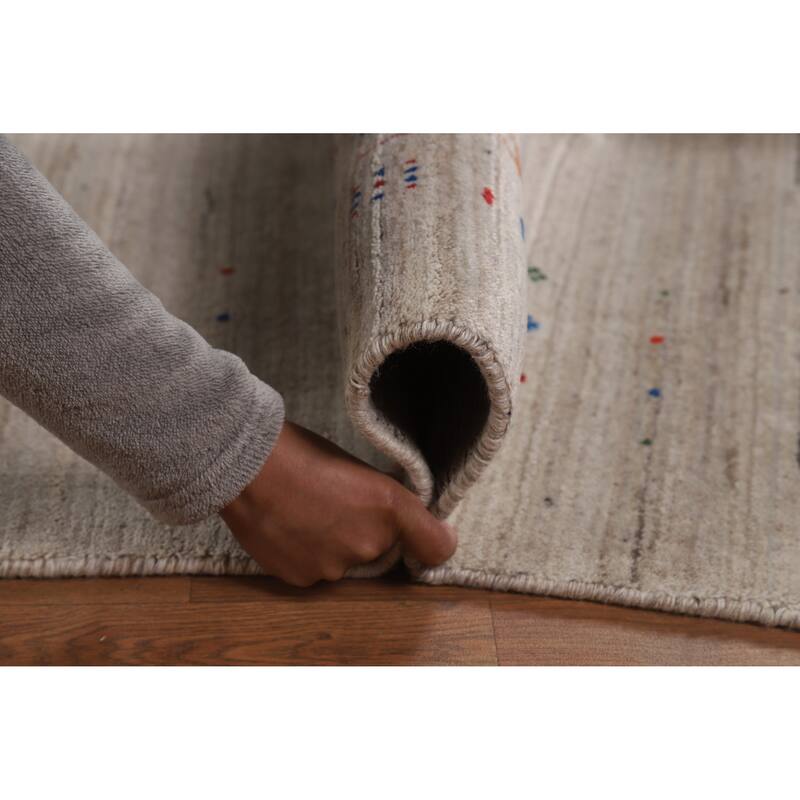 Tribal Gabbeh Indian Area Rug Hand-Knotted Wool Carpet - 8'4" x 9'10"