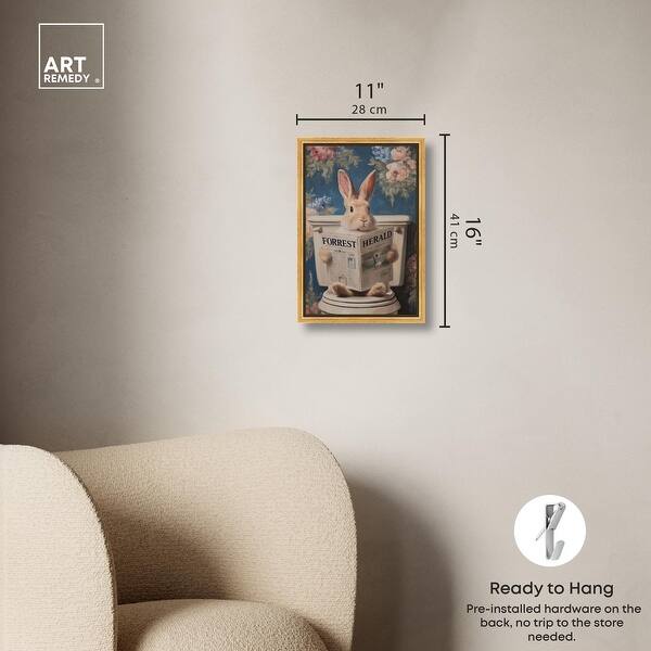 dimension image slide 1 of 24, Rabbit in Garden Toilet Bathroom Wall Art Canvas Print by Art Remedy