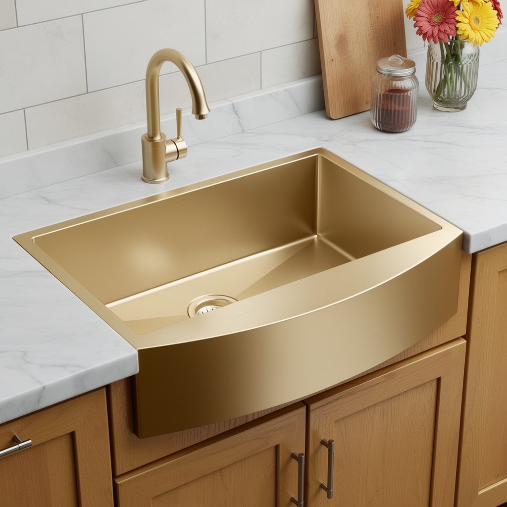 HomeRoots 10" X 33" Gold Stainless Steel Undermount Kitchen Sink - 33.00 in. x 10.00 in. x 20.00 in.
