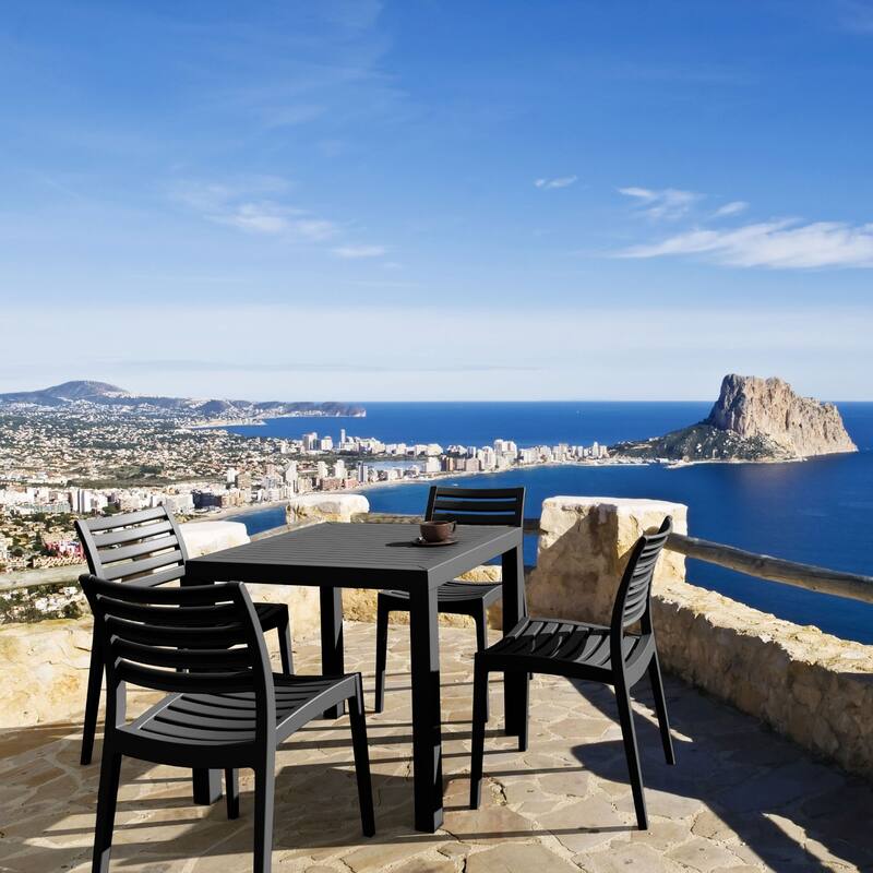 5-Piece Gray Stackable Square Outdoor Patio Dining Set 33"