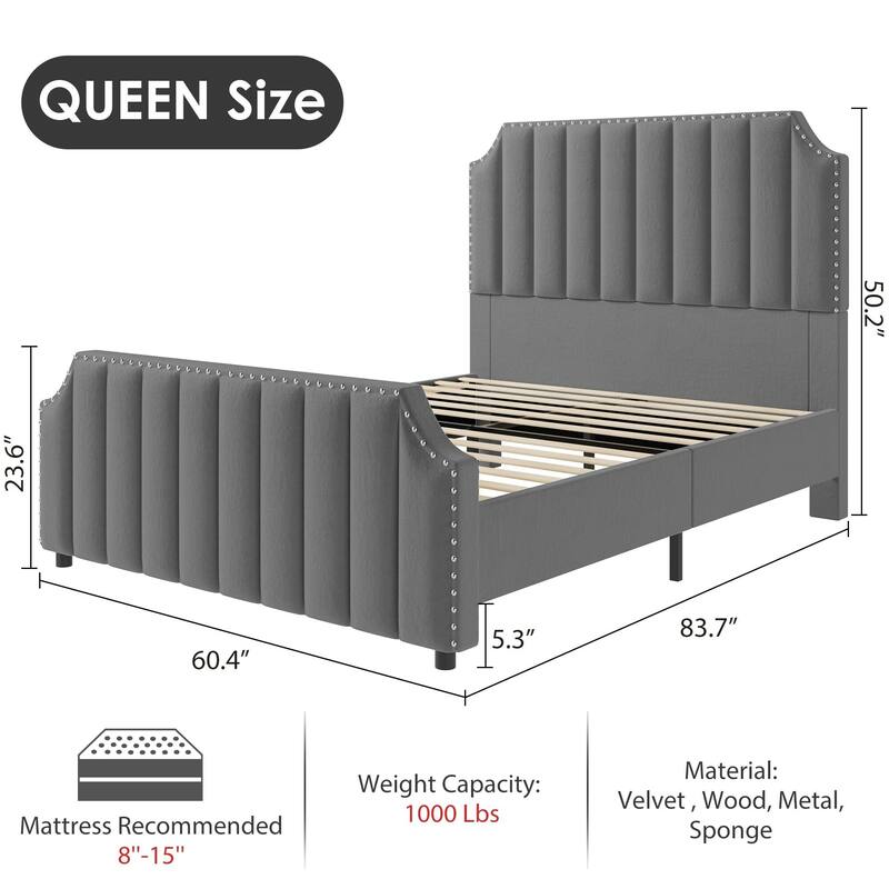 Platform Bed Frame with 50.2" Headboard