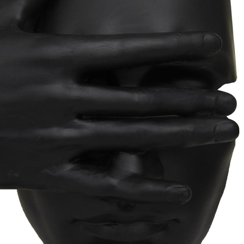Black Polystone Face Decorative Sculpture (Set of 3)