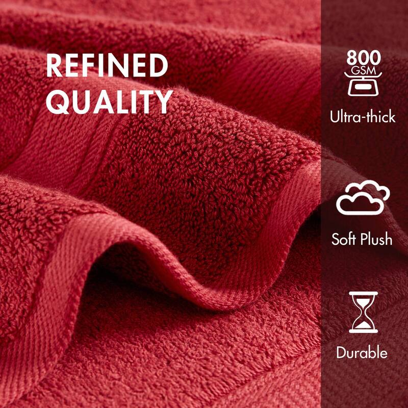 Ultra-Soft Cotton Absorbent Towel Set 8-Piece,red