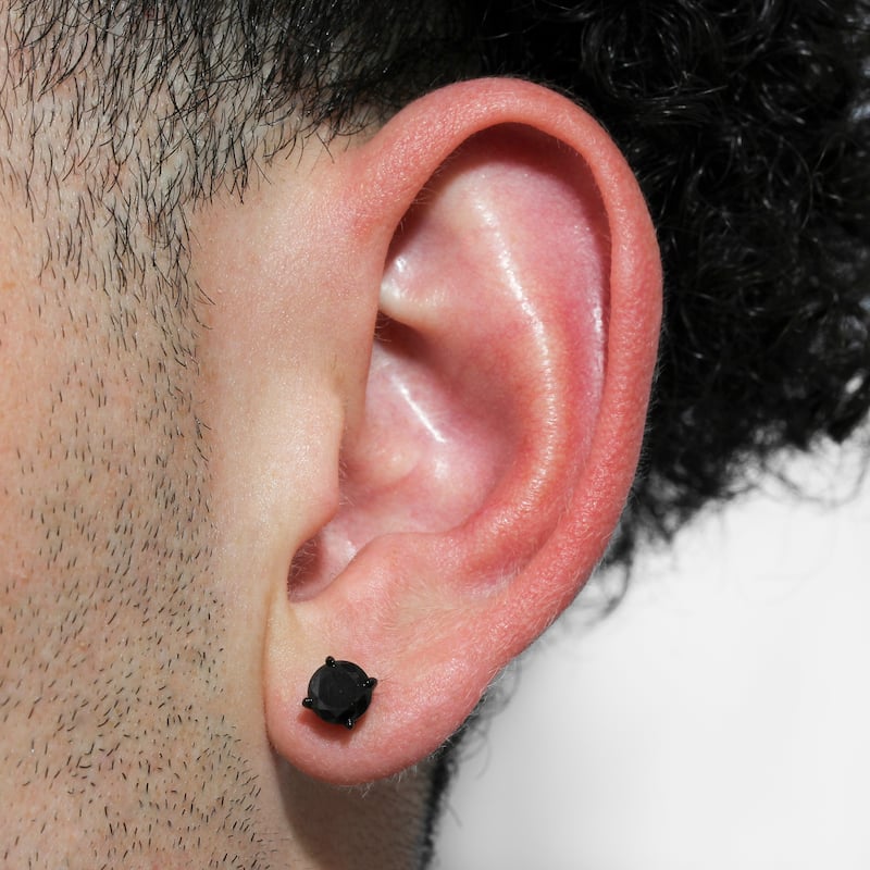 Steel Nation Stainless Steel Black Spinel Stud Earrings