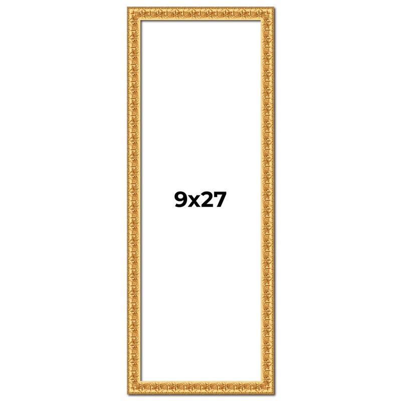 9x27 Frame Gold Real Wood Picture Frame Width 1 inches | Interior