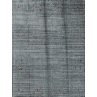 Tribal Gabbeh Oriental Area Rug Handmade Orange Silk Carpet - 8'3" x 9'10"