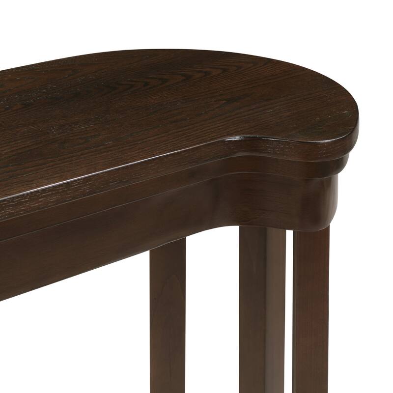 4 Piece Bar Table Set with 3 PU Upholstered Bar Stools, with 3 Padded Stools Solid Wood Counter Height Dining Table Set