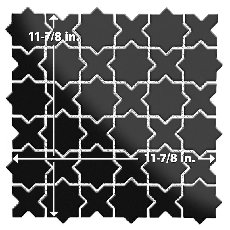Merola Tile Metro 2" Star Matte Black with Matte Black Cross 11-7/8" x 11-7/8" Porcelain Floor and Wall Tile