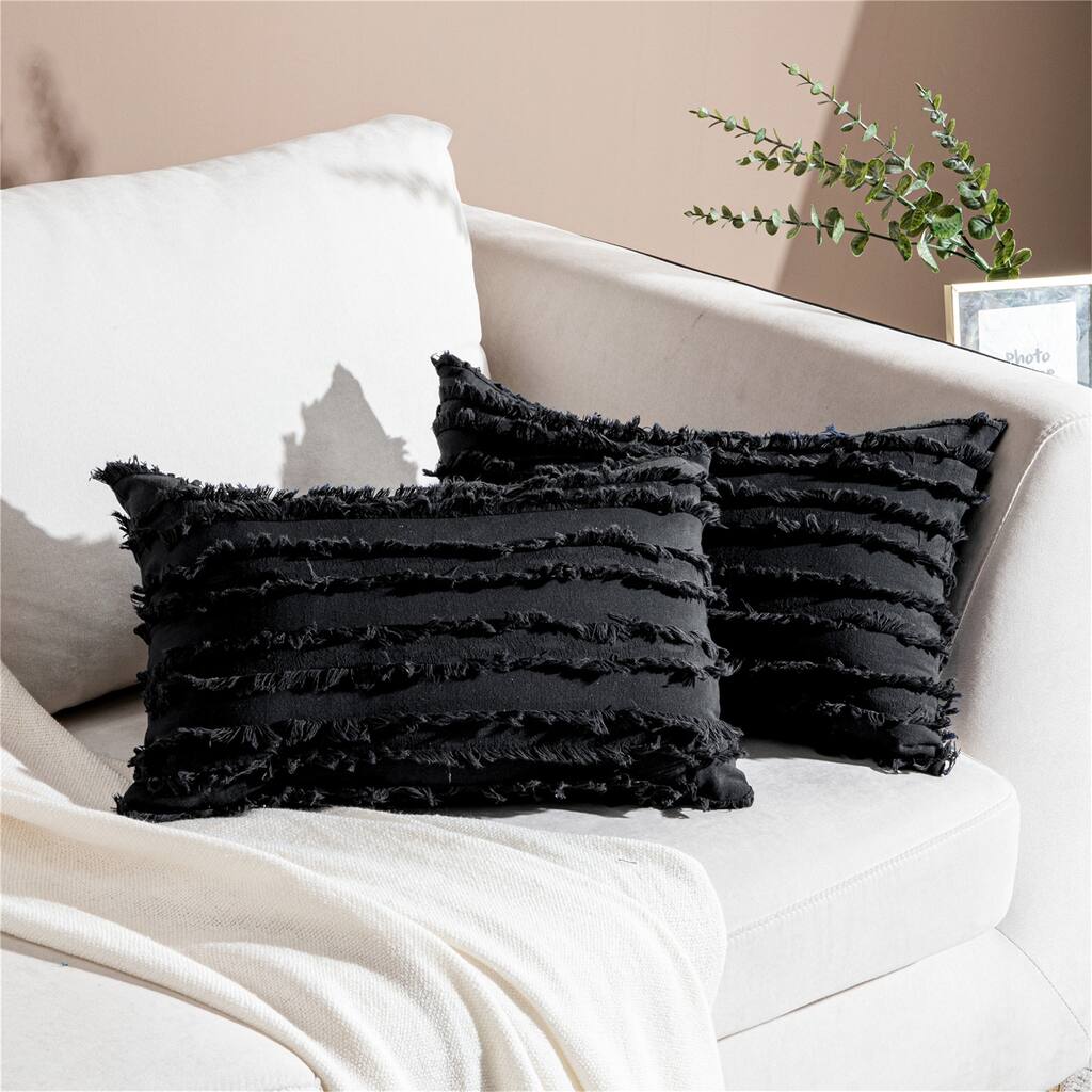 Topfinel Striped Jacquard Pattern Pillow Cover (Set of 2)