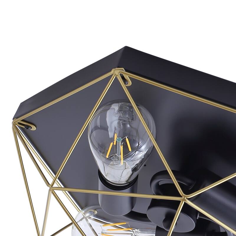 Farmhouse Black 3-Light Unique Hexagon Ceiling Lighting for Kitchen Hallway