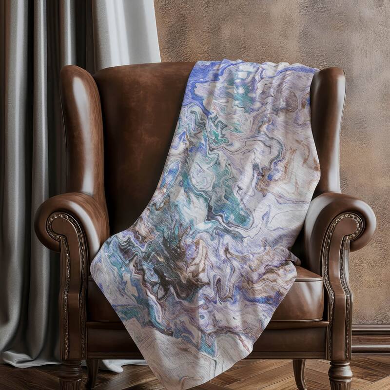 Premium Machine Washable Abstract Watercolor Sherpa Throw Blanket