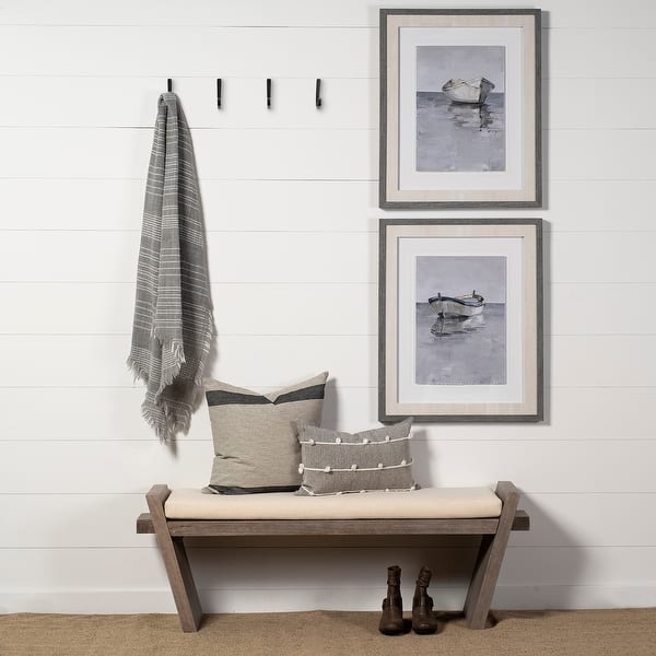 slide 2 of 13, Mercana Elaine I Cream Fabric Seat w/ Brown Wood Entryway Bench - 58"W x 15"D x 20"H 58"W x 15"D x 20"H - Cream