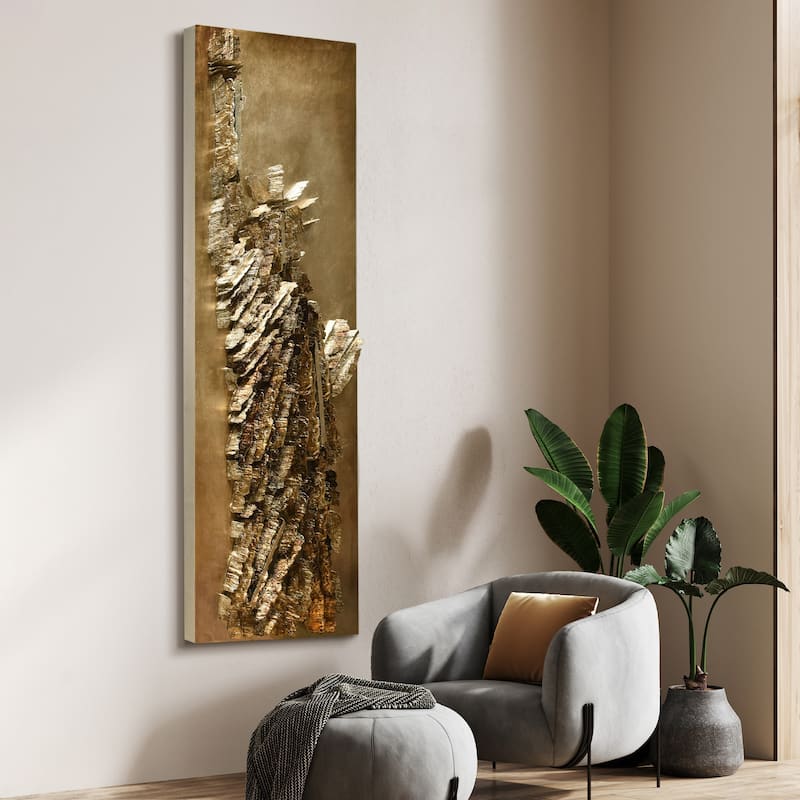 "Liberty" Handed Painted Rugged Wooden with Gold Leaf Wall Art