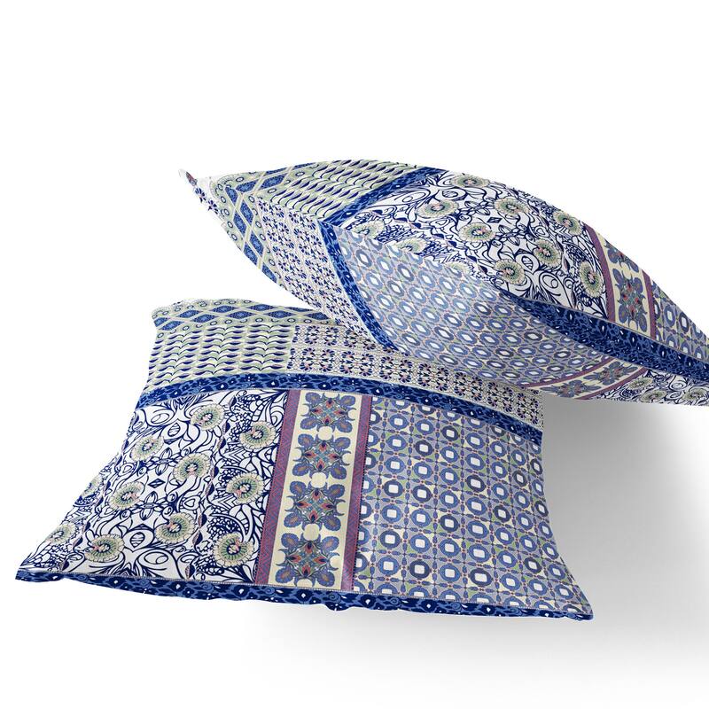 HomeRoots Set of Two 16" X 16" Pink and White Blown Seam Floral Indoor Outdoor Throw Pillow - 16.00' X '16.00' X '5.00