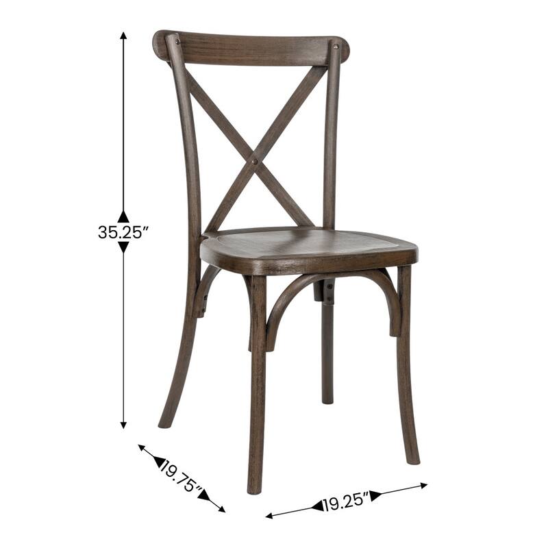 2PK Indoor/Outdoor Commercial Grade Wood Look Resin Cross Back Chair - 19.25"W x 19.75"D x 35.25"H